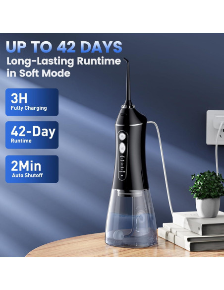 Irrigador Oral Inalámbrico JJC205 320ml 5 Modos Negro