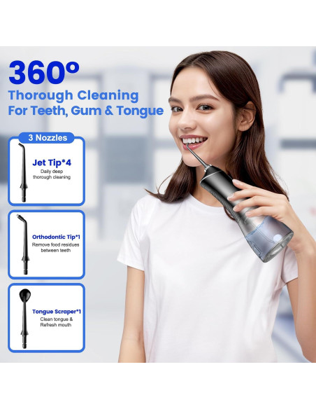 Irrigador Oral Inalámbrico JJC205 320ml 5 Modos Negro