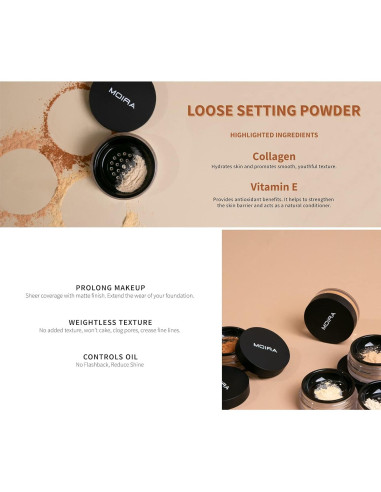 Polvo Suelto Fijador Moira Beauty Translúcido 70g