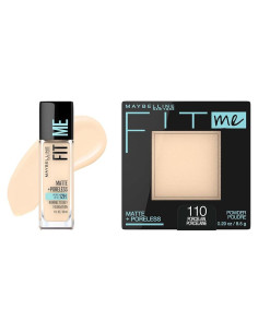 Base Líquida y Polvo Compacto Maybelline Fit Me Mate Porcelana