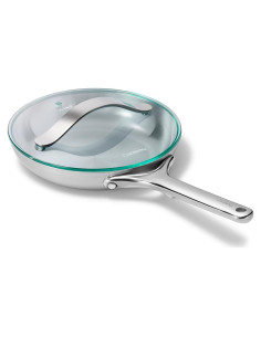 Sartén de Acero Inoxidable Caraway 20 cm con Tapa de Vidrio