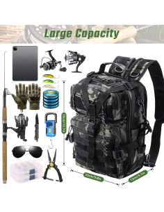 Mochila de Pesca Táctica Militar Verde 0.90 kg 38x29x6 cm 2