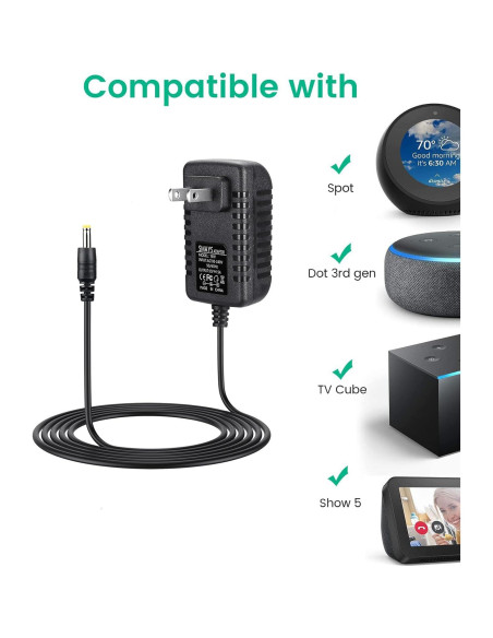 Adaptador de corriente 15W Smays para Alexa Echo Spot y Dot