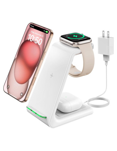 GEEKERA Estación Carga Inalámbrica 3 en 1 para Apple