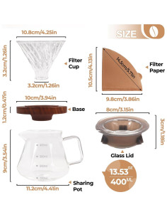 Cafetera de Goteo Mogrecha 400ml Vidrio Borosilicato + 50 Filtros 2