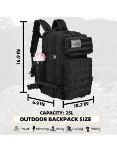 Mochila Táctica Militar 25L Molle Unisex Negra 2