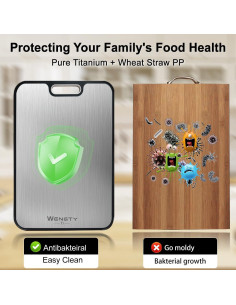 Tabla de Cortar Doble Cara WENGTY Titanio 40.1x27.9cm 2