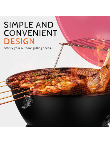 Parrilla Portátil MAISON BACKYARDS 35.5 cm Carbón Rosa