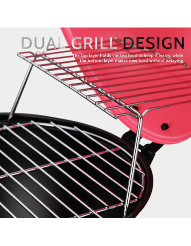 Parrilla Portátil MAISON BACKYARDS 35.5 cm Carbón Rosa