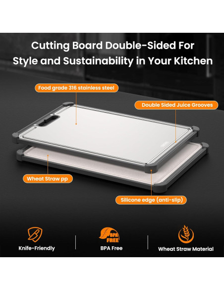 Tabla de Cortar JMJ Acero Inoxidable 316 39.9x27.9cm Ecológica
