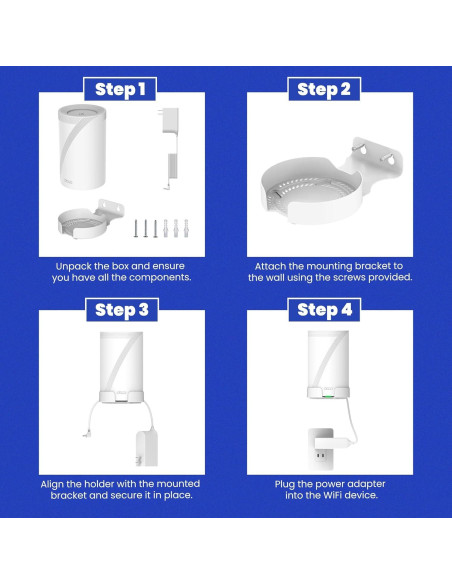 Soporte de Pared para TP-Link Deco BE63/BE65/BE67/BE68/BE10000/BE11000/BE14000 - Aluminio Blanco con Estante para Cables
