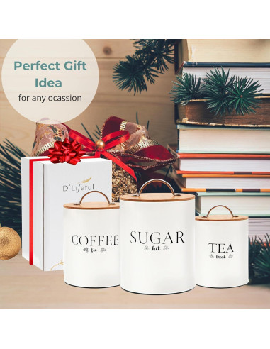 Juego de Tarros Herméticos D'Lifeful - 3 Piezas Estilo Rústico