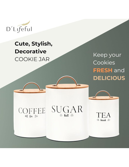 Juego de Tarros Herméticos D'Lifeful - 3 Piezas Estilo Rústico