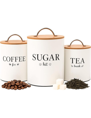 Juego de Tarros Herméticos D'Lifeful - 3 Piezas Estilo Rústico