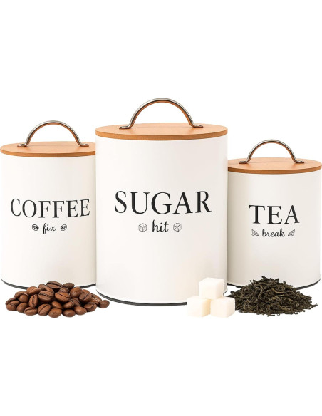 Juego de Tarros Herméticos D'Lifeful - 3 Piezas Estilo Rústico