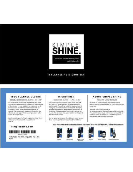 Juego de Paños para Brillar Zapatos Simple Shine 5 Piezas