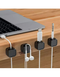 Paquete de 10 Clips Adhesivos Organizadores de Cables Negro 2