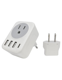 Adaptador de Enchufe de Viaje Cellet TIPO-C 5 en 1 USB