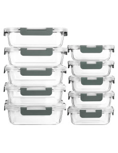 Paquete de 10 Contenedores de Vidrio MCIRCO Herméticos 1L y 0.38L