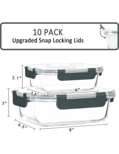 Paquete de 10 Contenedores de Vidrio MCIRCO Herméticos 1L y 0.38L 2