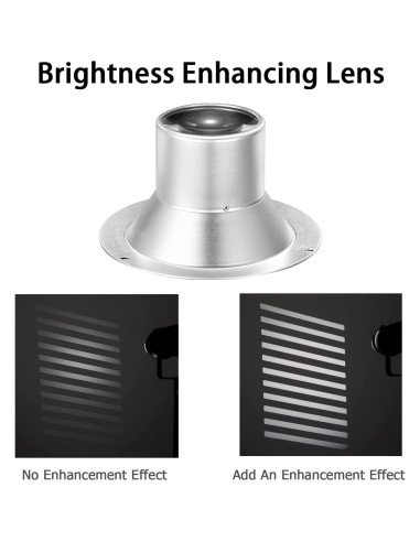 Snoot Óptico SOONPHO 50mm con Kit de 12 Gobos y Filtros