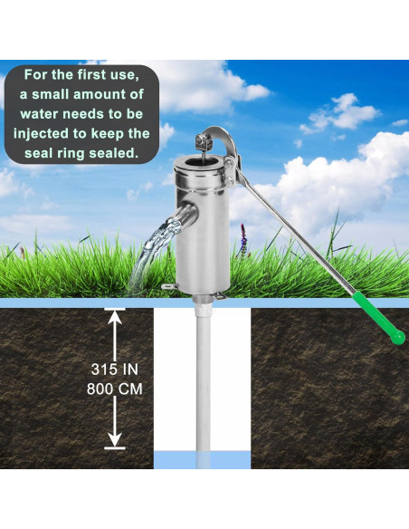 Bomba de Pozo Manual Gtouse Acero Inoxidable 10m Jardín