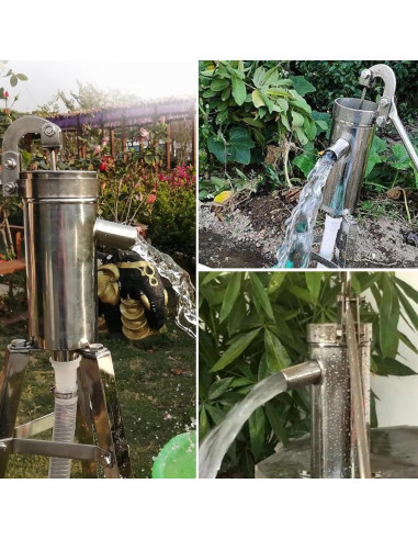 Bomba de Pozo Manual Gtouse Acero Inoxidable 10m Jardín