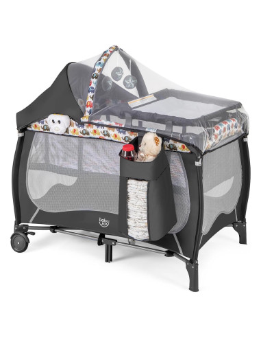 Cuna portátil 4 en 1 BABY JOY Elefante Colorido con dosel