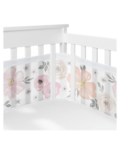 Conjunto de Forro de Cuna Malla Transpirable Sweet Jojo Rosa/Gris