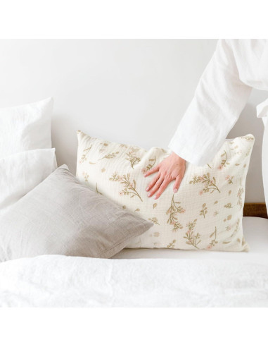 Funda de Almohada Muselina 100% Algodón Konssy 13x18 Rosa Floral