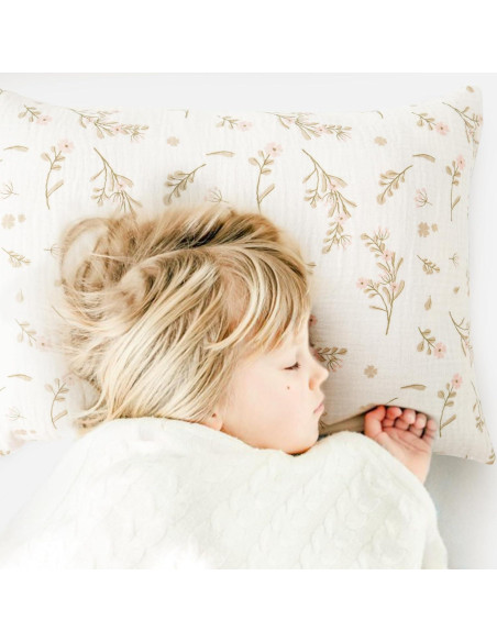 Funda de Almohada Muselina 100% Algodón Konssy 13x18 Rosa Floral