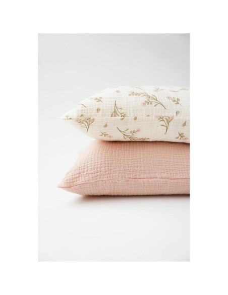 Funda de Almohada Muselina 100% Algodón Konssy 13x18 Rosa Floral