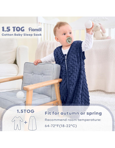 Saco de dormir para bebés FIEMOL 1.5 TOG Algodón 0-6 meses