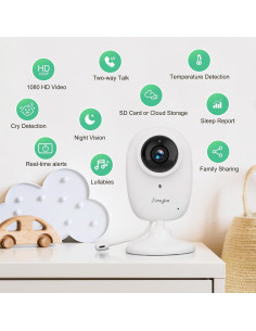 Monitor de Video para Bebés Simyke U2SE 1080P WiFi Control APP 2