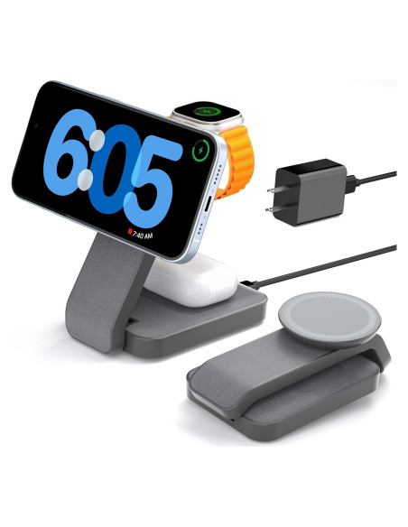 Estación de Carga Inalámbrica 3 en 1 eazpower Gris