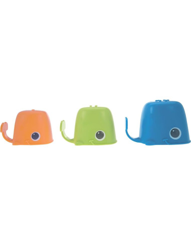 Tazas de Baño Nuby Ballena - 3 Tazas Apilables para Niños