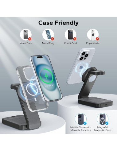 Estación de Carga Inalámbrica 3 en 1 eazpower Gris