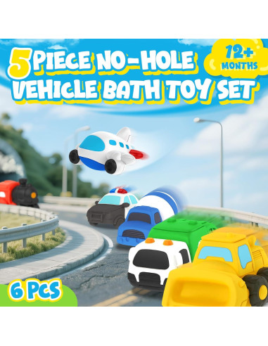 6 Juguetes Flotantes para Baño Zippytots Vehículos 220g