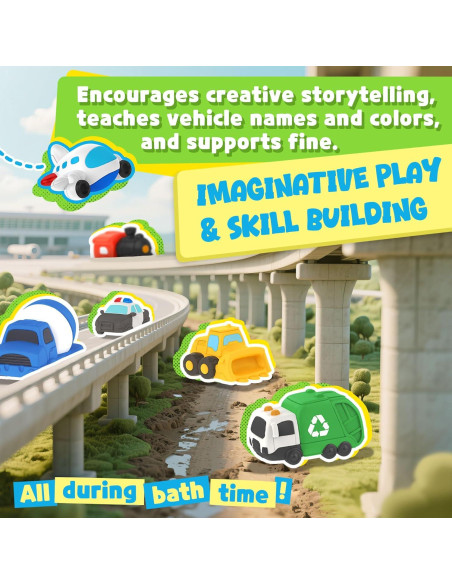6 Juguetes Flotantes para Baño Zippytots Vehículos 220g