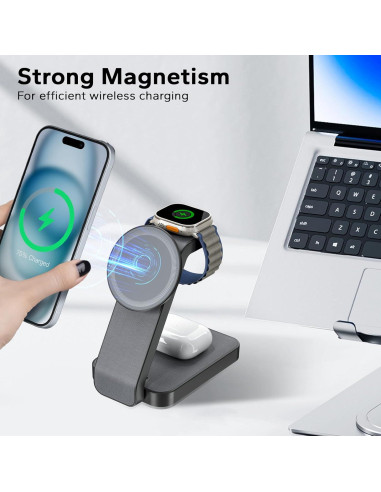 Estación de Carga Inalámbrica 3 en 1 eazpower Gris