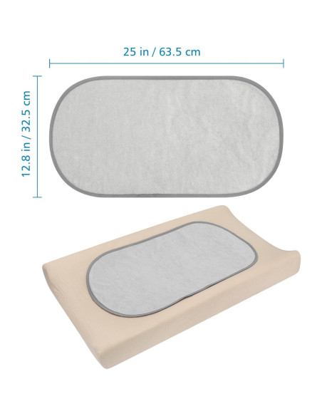 Accmor Protectores de Cambiador Impermeables 3 Piezas Gris 63.5x33 cm