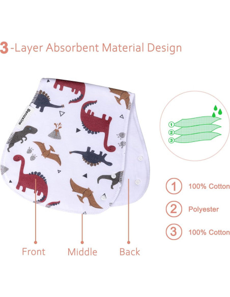 Paños de Eructo 2 en 1 Multicolor 100% Algodón Absorbente