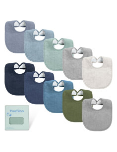 Baberos de Muselina Yoofoss 10 Piezas Algodón Ajustables 0-36 Meses