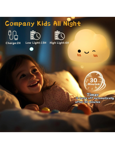 Luz Nocturna Nube AVEKI LED Recargable 5 Modos 11.5cm