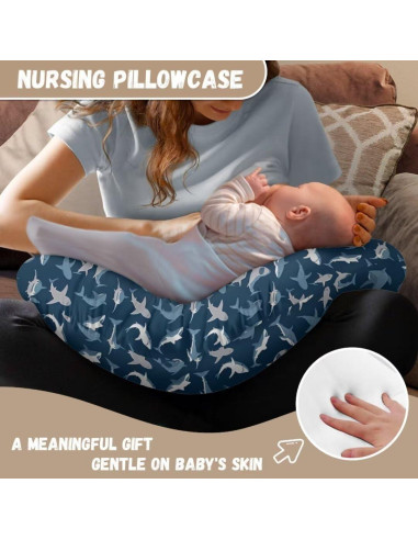 Funda de Almohada de Lactancia TSVAGA Tiburón Azul Suave 55.88x45.72cm