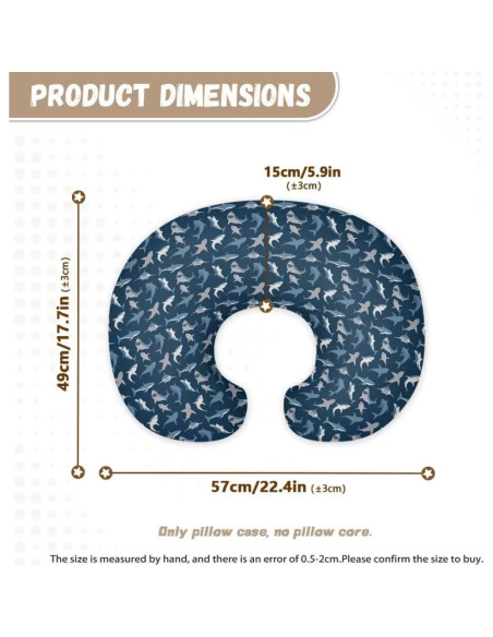 Funda de Almohada de Lactancia TSVAGA Tiburón Azul Suave 55.88x45.72cm Funda de Almohada de Lactancia TSVAGA Tiburón Azul Suave 55.88x45.72cm