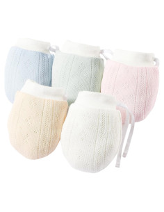 Manoplas para Bebés No Scratch 100% Algodón 0-12 meses 5 Pzas
