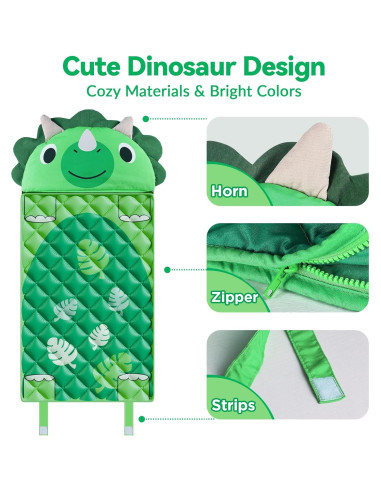 Saco de dormir iPlay, iLearn Dinosaurio 137x69 cm 2 en 1