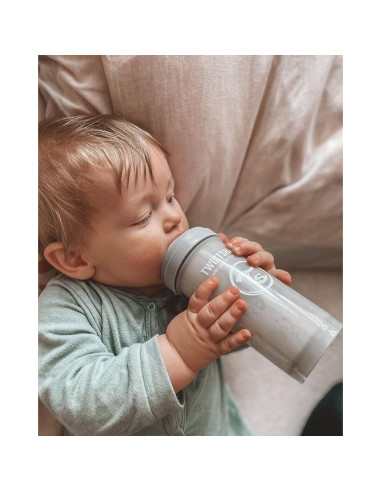 Botella Anticólica Twistshake 260ml con Contenedor 100ml - Gris Pastel