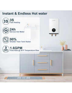 Calentador de Agua Eléctrico Sin Tanque ECOTOUCH ECO80S 8kW 2